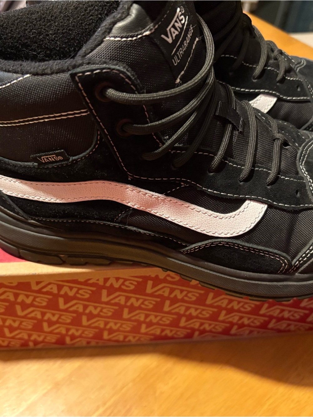 Vans Black High-Top Sneakers with White Side Stripe - Picture 4 of 8